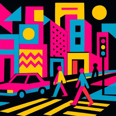 urban street with city activity