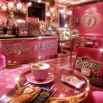 cozy cafe interior with warm lighting