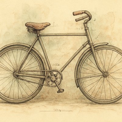bicyle resting against a wall