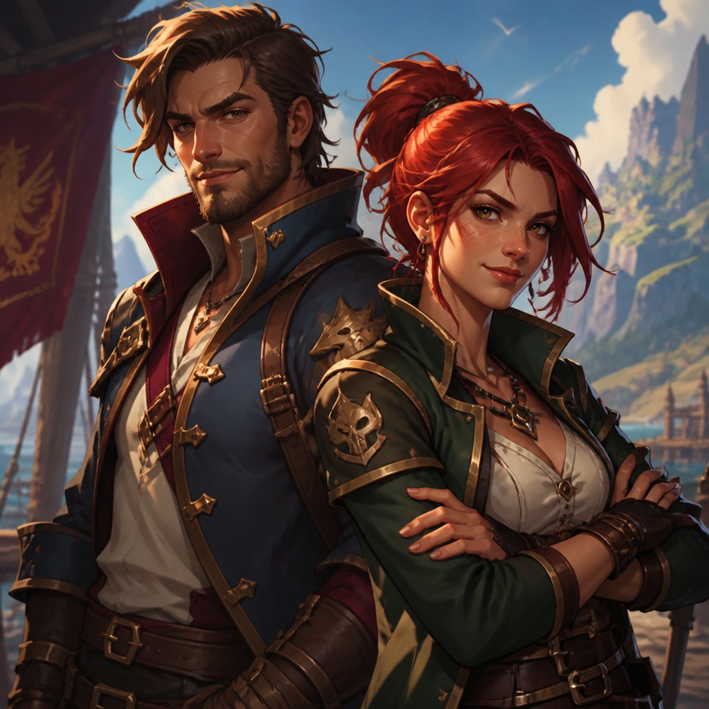 portrait of two people together — Game Art Style