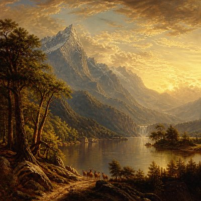 serene landscape with mountains and water