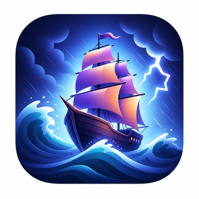 sailing ship on a stormy sea