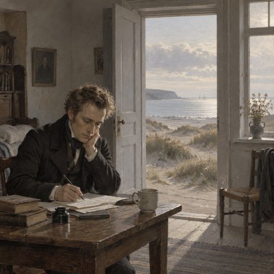 Søren Kierkegaard writing