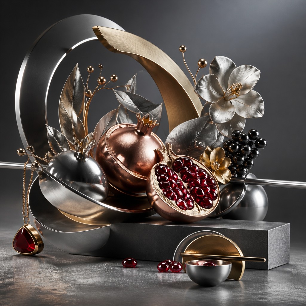 still life arrangement of fruits and flowers