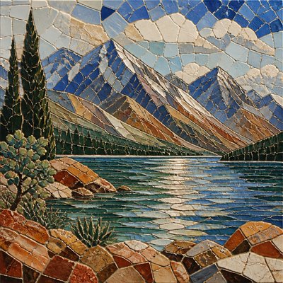 serene landscape with mountains and water