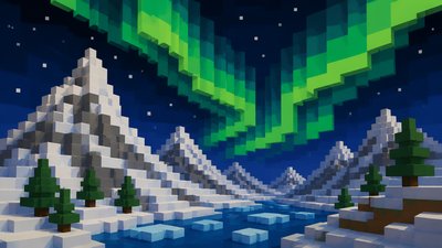 a flowing aurora over snowy peaks, wide sweeping composition, no people, no text