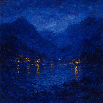 serene landscape with mountains and water