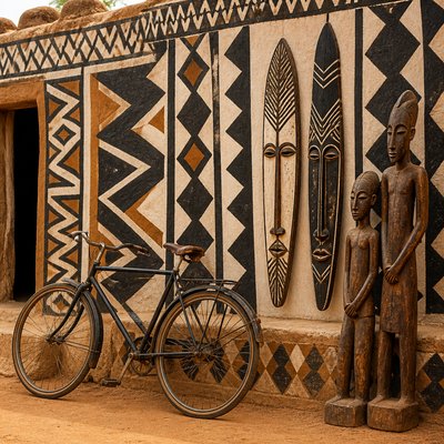 bicyle resting against a wall — Burkina Faso Art Style