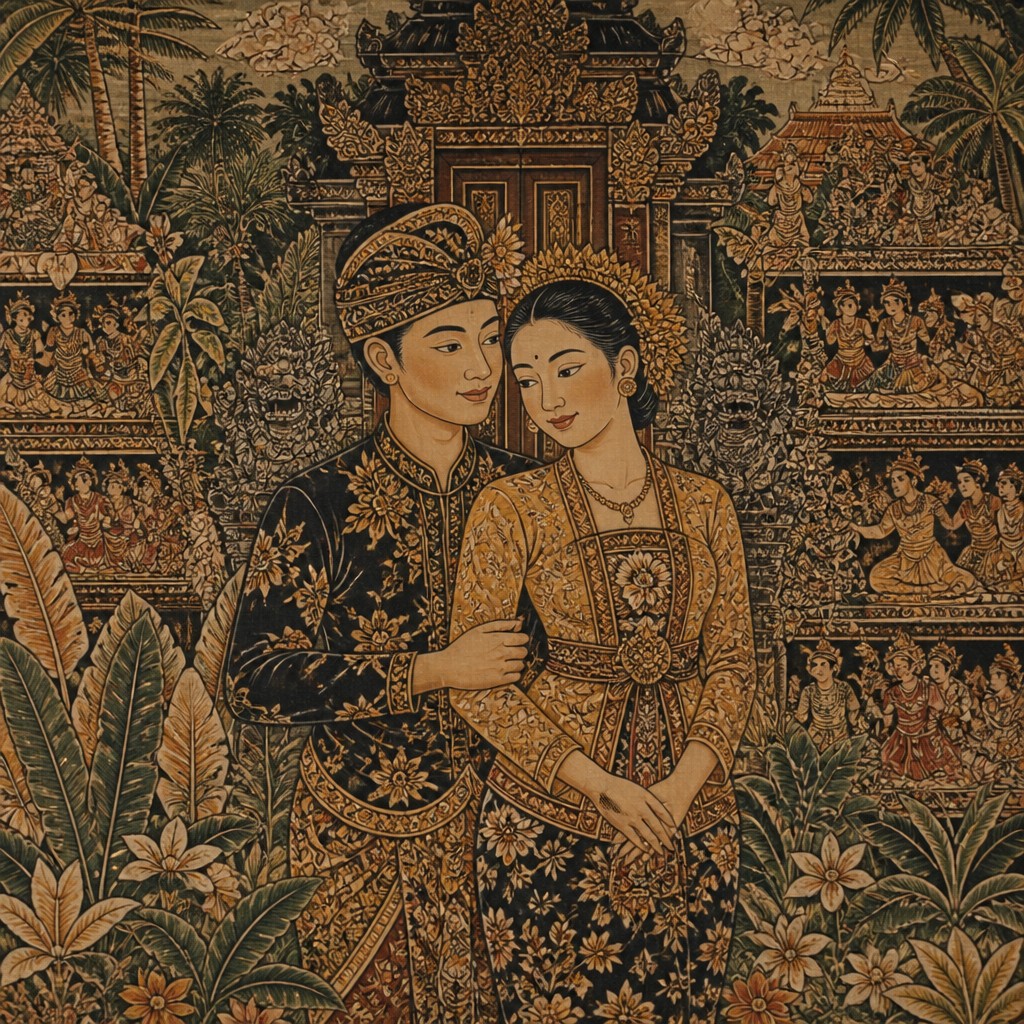 portrait of two people together — Bali Art Style