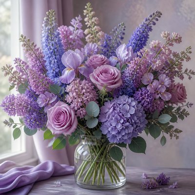 bouquet of flowers in a glass vase
