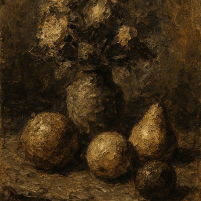 still life arrangement of fruits and flowers