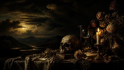 sweeping panoramic landscape with a dramatic sky