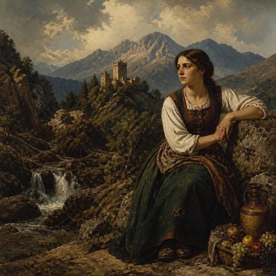 wide landscape with natural scenery — Munich School Art Style