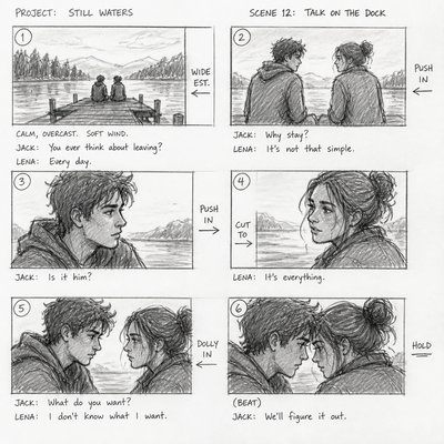 portrait of two people together — Storyboard Art Style