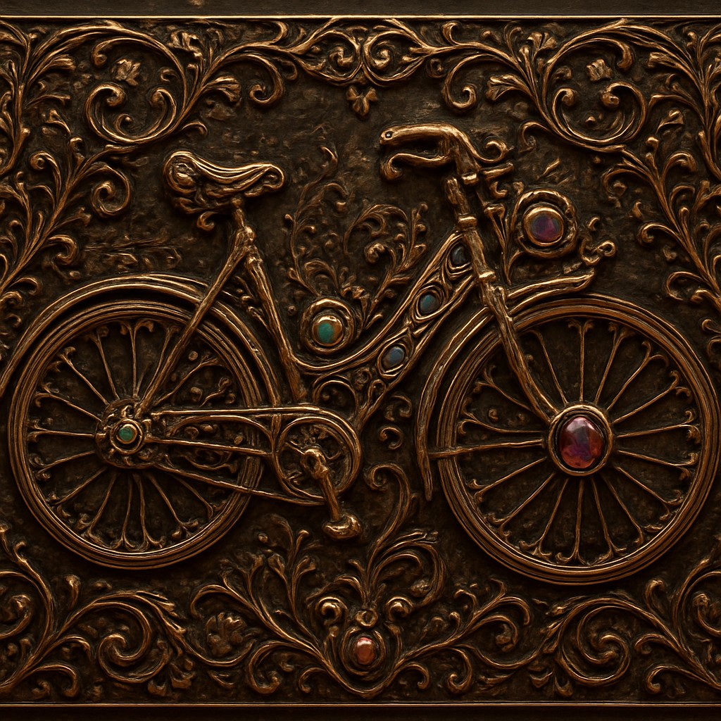 bicyle resting against a wall