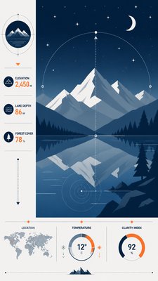 a tranquil mountain lake beneath a starry night sky, no people, no text