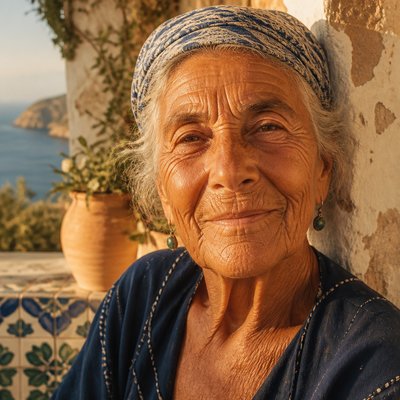 close-up portrait of an elderly person with expressive weathered features