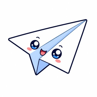 a paper plane, clean minimal composition on a plain background, no text