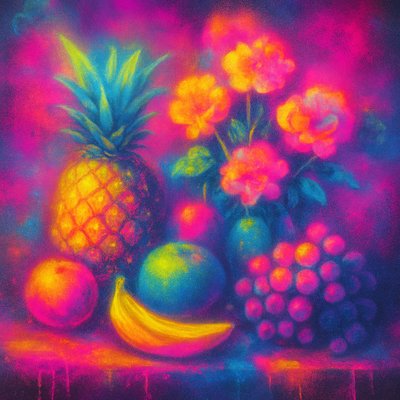still life arrangement of fruits and flowers