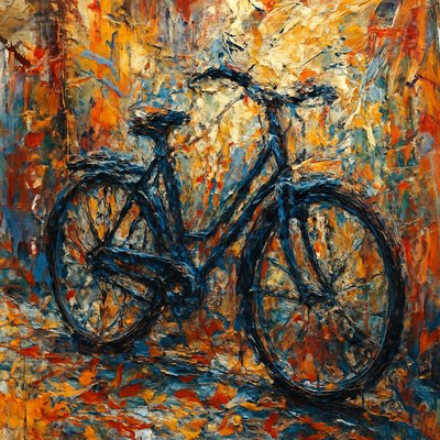 bicyle resting against a wall