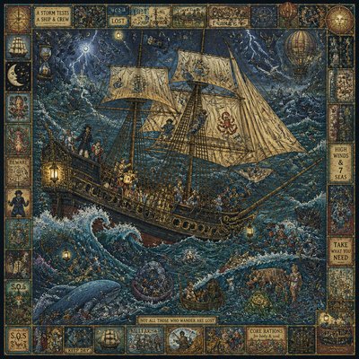 sailing ship on a stormy sea