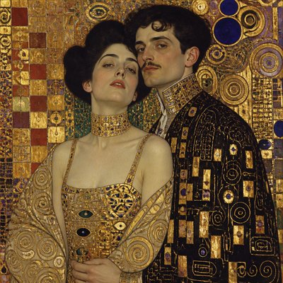 portrait of two people together — Austrian Art Style