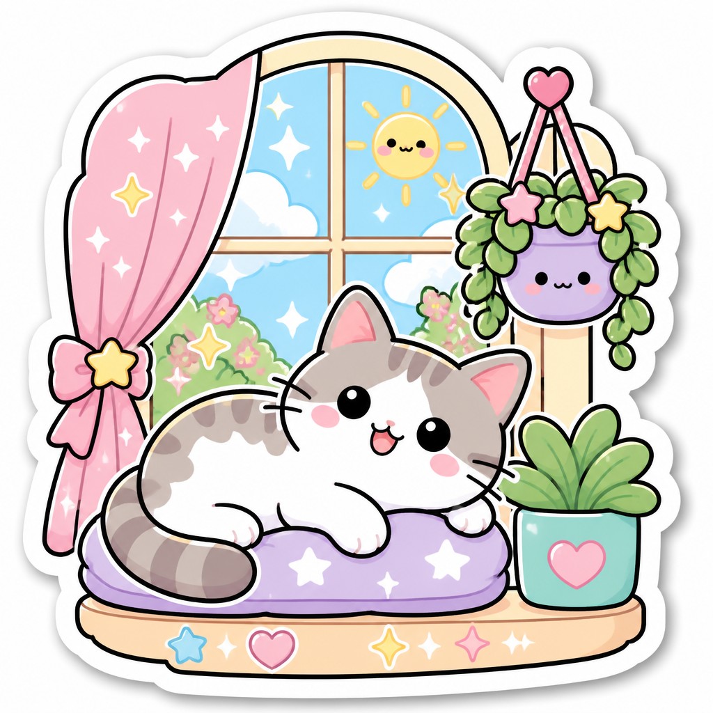 a cat lounging in a sunlit window