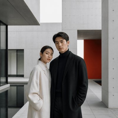 portrait of two people together — Modern Architecture Art