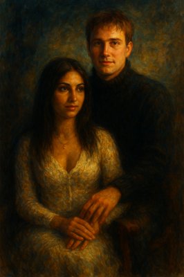 a painting of a man and a woman