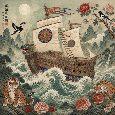 sailing ship on a stormy sea