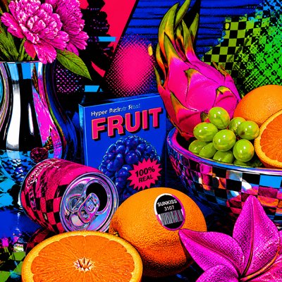 still life arrangement of fruits and flowers