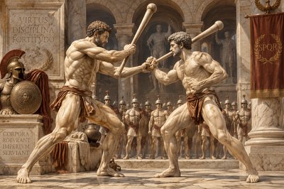 a painting of two men holding baseball bats