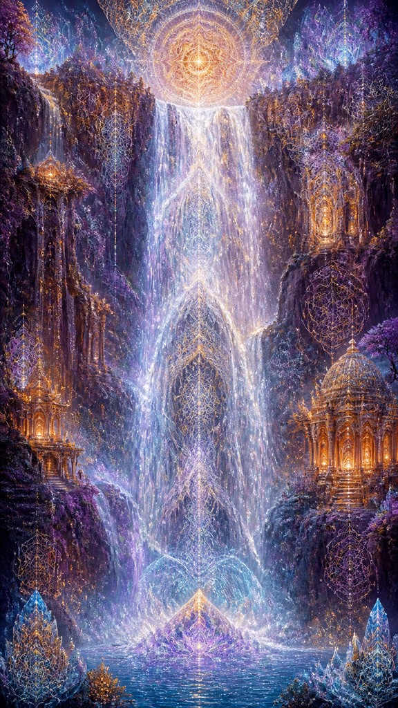 towering waterfall cascading down a cliff