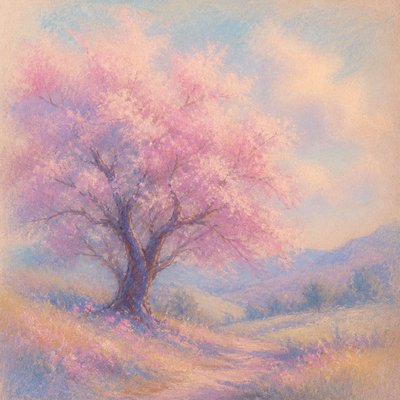 a tree in nature — Pastel Art Style
