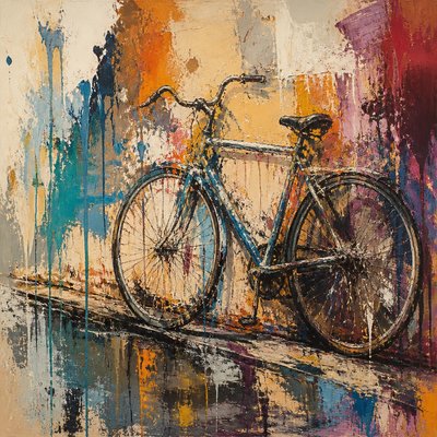 bicyle resting against a wall