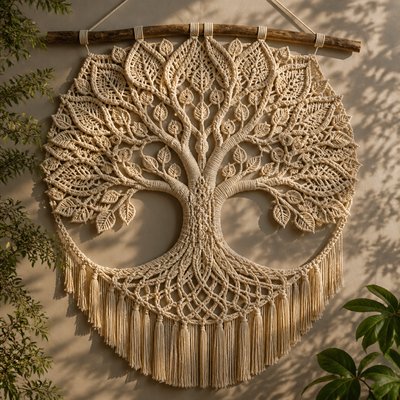 a tree in nature — Macrame Art Style