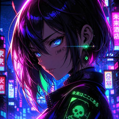 Cyberpunk Neon Anime Art Style example