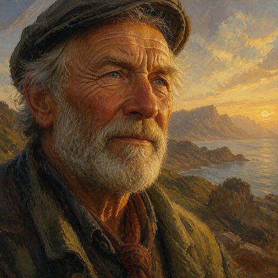close-up portrait of an elderly person with expressive weathered features