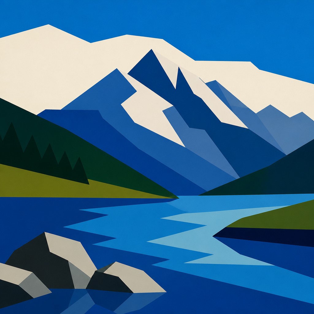 serene landscape with mountains and water
