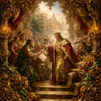 Express without words “The king then departed to the city, and called his financier to him, and bade him provide a seven days' quantity of wine and other materials for feasting for the Jews. He decided that they should keep a gladsome festival of deliverance in the very place in which they expected to meet with their destruction.” (3 Maccabees 6:30, Brenton)
