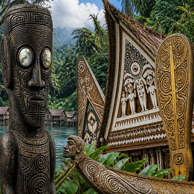 wide landscape with natural scenery — Papua New Guinea Art Style