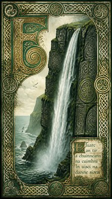 towering waterfall cascading down a cliff