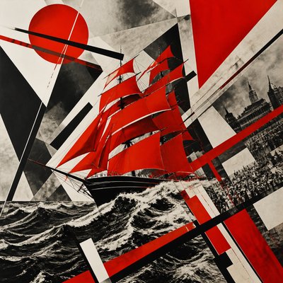 sailing ship on a stormy sea