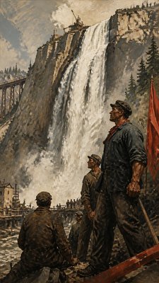 towering waterfall cascading down a cliff