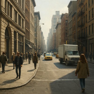 urban street with city activity
