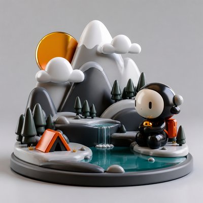 wide landscape with natural scenery — Art Toy Sculpture