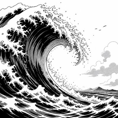 a large ocean wave curling and cresting