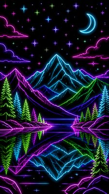 a tranquil mountain lake beneath a starry night sky, no people, no text