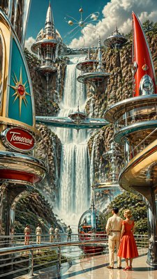 towering waterfall cascading down a cliff