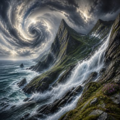 wide landscape with natural scenery — Dynamic Composition Art Style